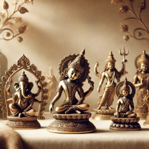 Brass idols of Hindu gods for worship and decor